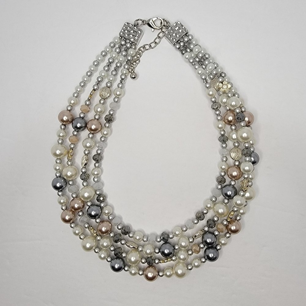 Beautiful Multi Strand Beaded Pearl Necklace
